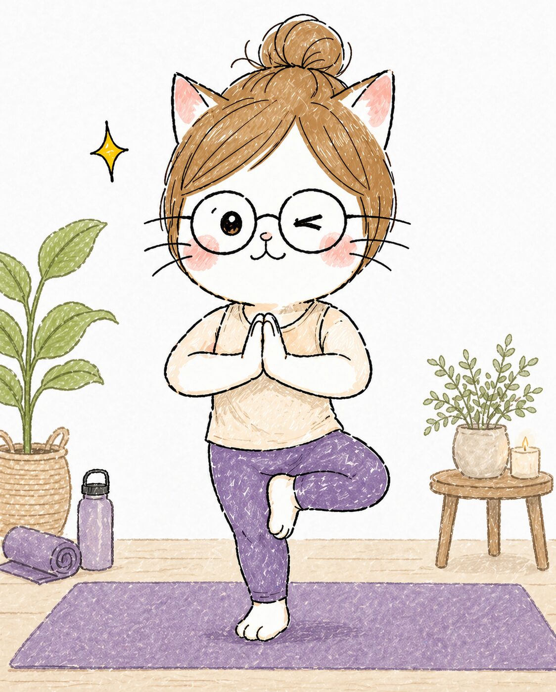なすねこ ヨガポーズ